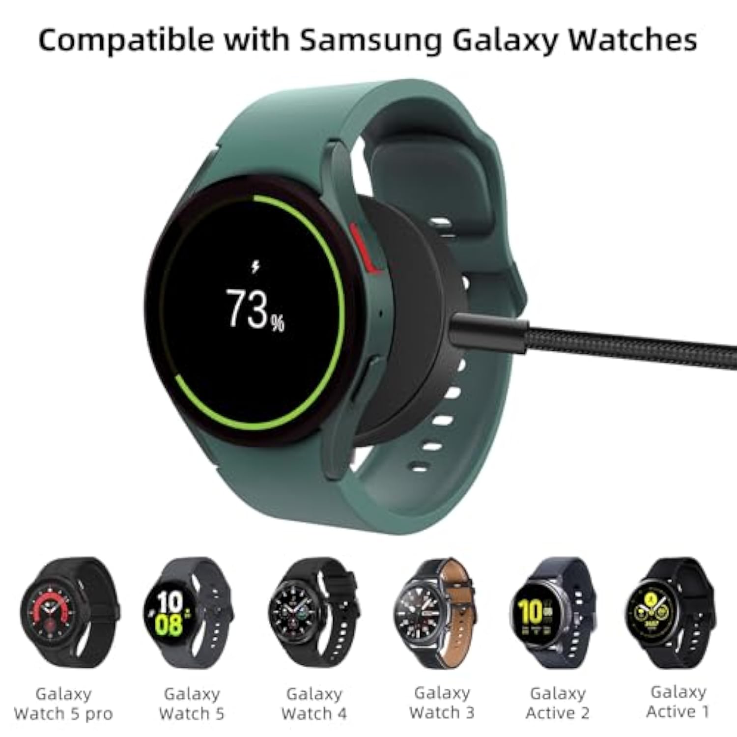 Upgrade Metal Case Nylon Charger Cable Compatible With Samsung Galaxy Watch Charger, Usb-C Charging Cable For Galaxy Watch 7/6/6 Classic/5/5 Pro/Ultra-2 Pack