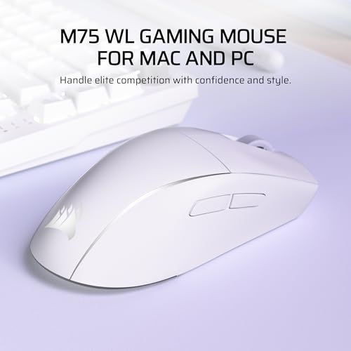 M75 Wireless Rgb Lightweight Gaming Mouse For Mac 26,000 Dpi, Swappable Side Buttons, Optical Switches, Icue Compatible Glacial Blue