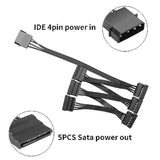 Ide To Sata Power Cable Lp4 4 Pin 1 To 6×15 Pin Sata Splitter Supply Adapter C