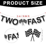 Two Fast Birthday Banner — Racing Theme with Checkered Flags & Party Decor