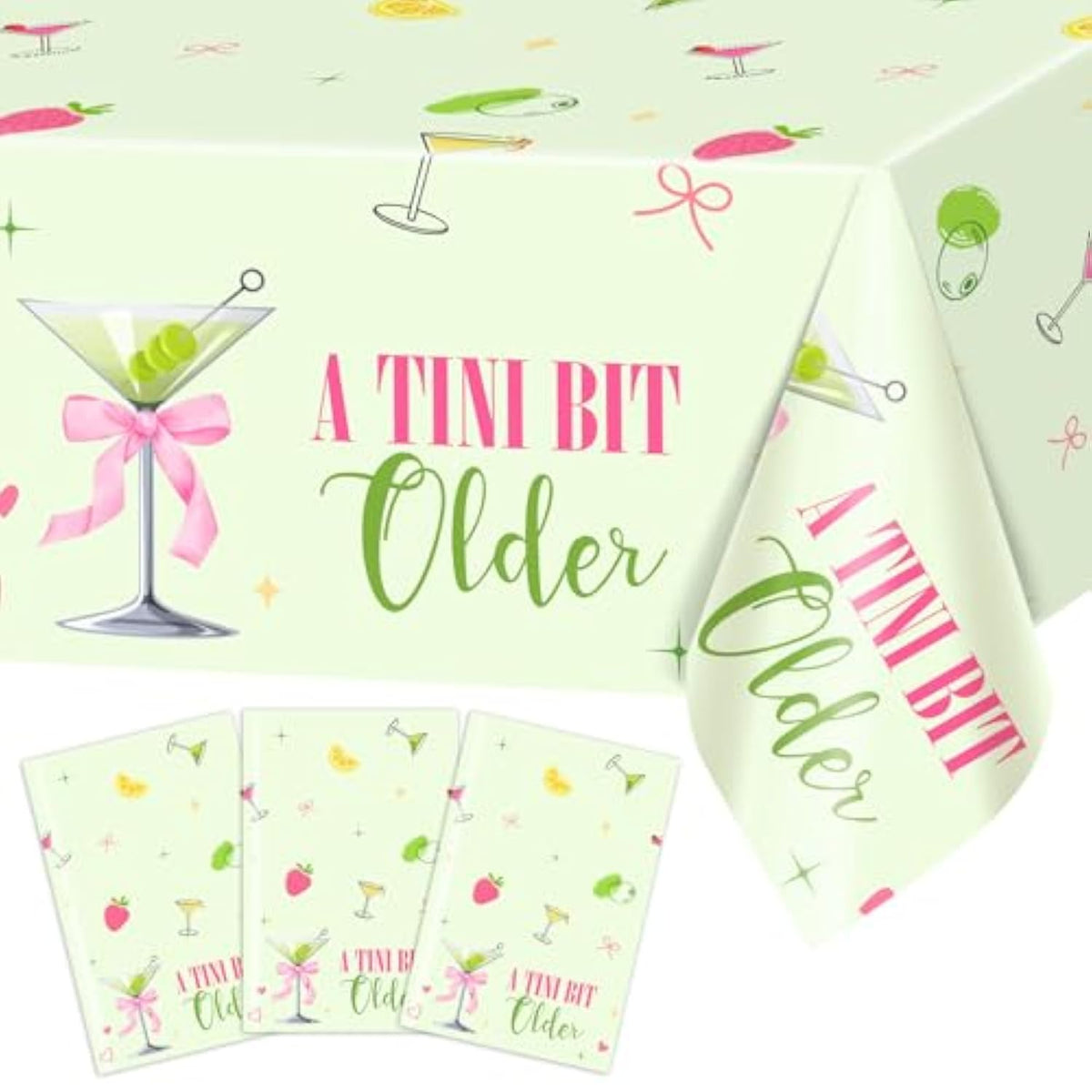 3 Pcs A Tini Bit Older Party Decorations Martini Tablecloths For Martini Birthday Bachelorette Bridal Shower Supplies 108 X 54 Inch