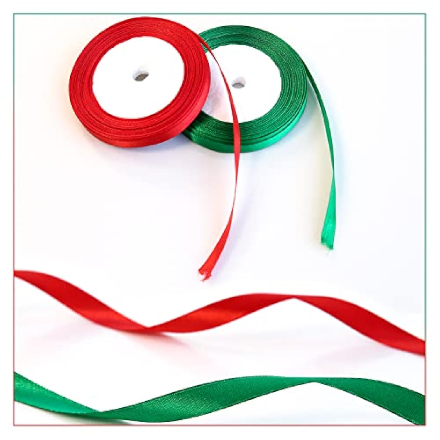 4 Rolls 100 Yards Christmas Ribbons 3/8" Wide, Metallic Glitter Organz