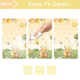 3Pcs Party Tablecloth Bear Baby Shower Tablecloths Classic Bear Disposable Thickened Plastic Table Cover For Kids 1St 2Rd Baby Party Supplies 54X108Inches (Yellow)