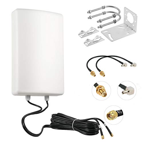 11Dbi High Gain 4G Lte 5G Waterproof Dual Polarized Mimo Antenna With Dual 5 Meter Cable Sma/Ts9 Connector For Netgear Nighthawk M6/M6 Pro, M5/Mr5100, M1/Mr1100, Mifi Mobile Hotspot Router,