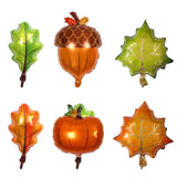 6pcs Fall Foil Balloons Pumpkin Maple Leaf Pine Cone Autumn Party Decorations