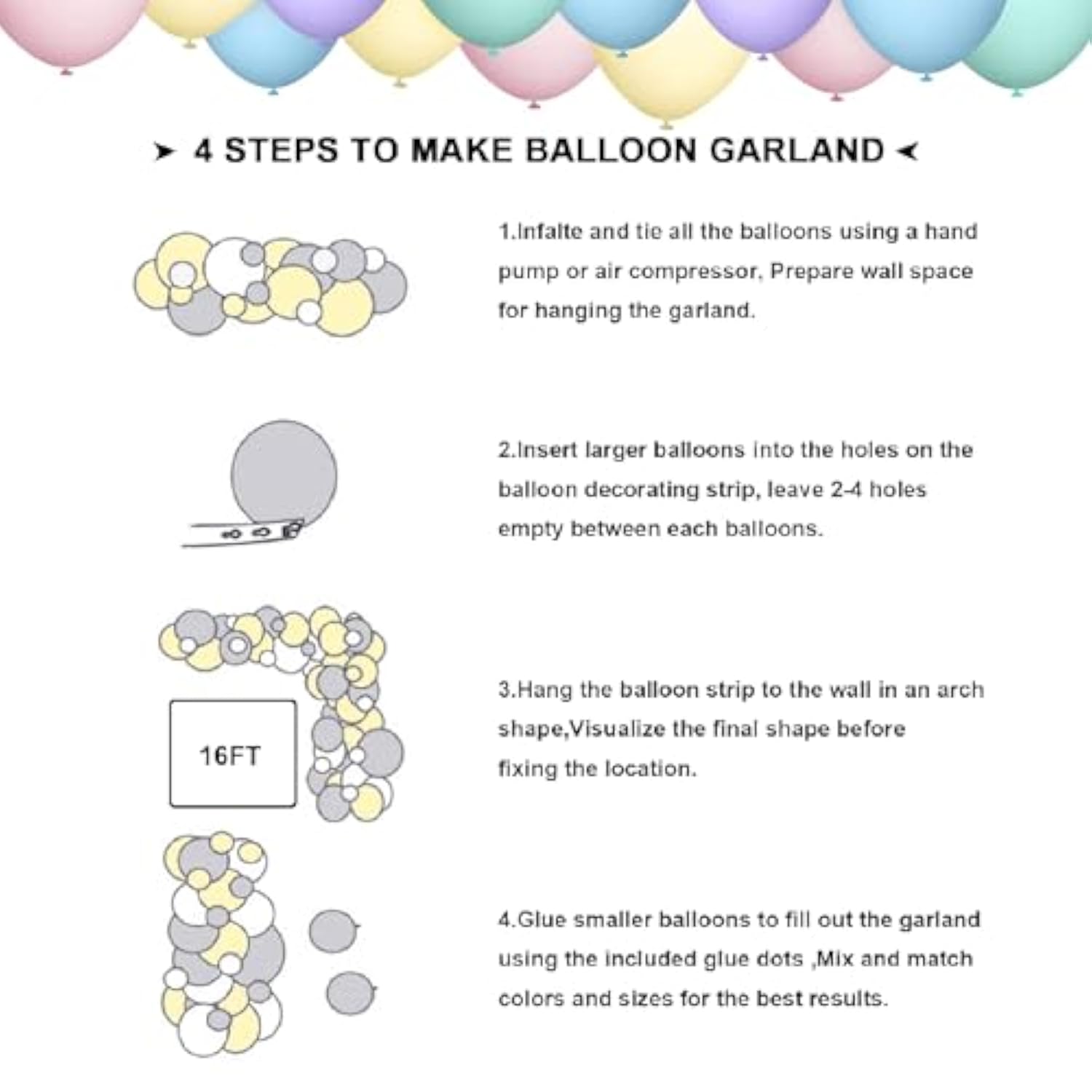 120pcs Pastel Balloon Garland Kit in Macaron Colors for Baby Shower  Parties