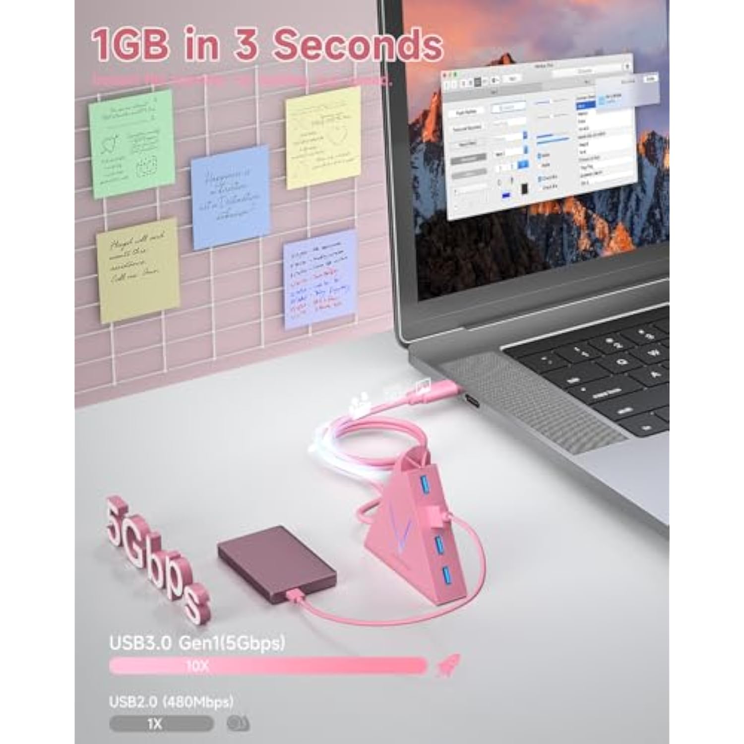 Usb C Hub 4 Ports, Usb C To Usb Hub With 4 Usb 3.0 Ports For Macbook Pro/Air 2