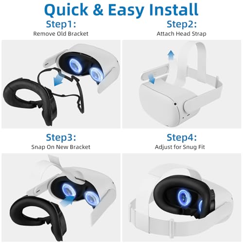 Head Strap and Face Cover Pad for Oculus Quest 2, Original Replacement Headstrap&Sweatproof PU Leather Face Cushion Pad - VR Accessories Kit