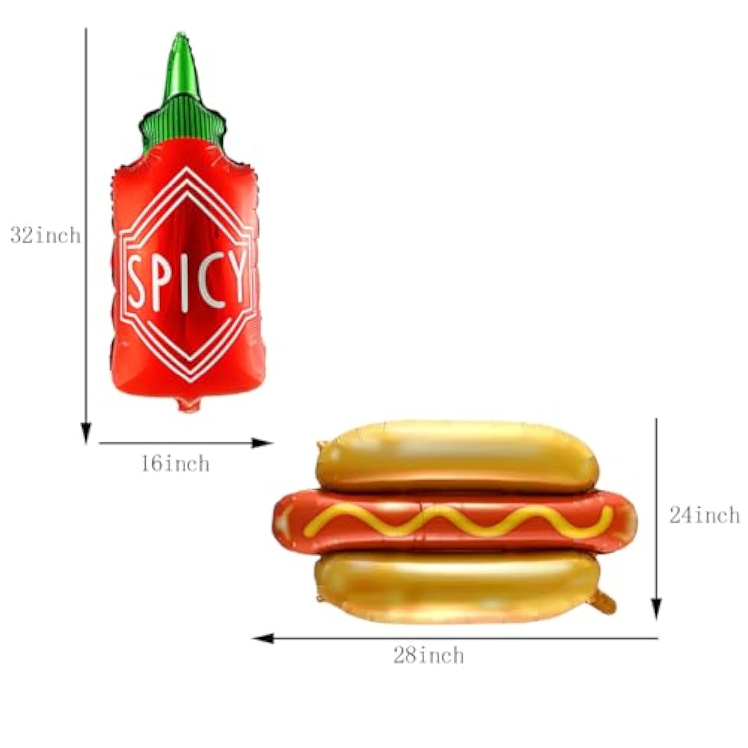 6Pcs Hamburger Hot Dog Ketchup Bottles Mustard Bottles Foil Mylar Balloons Food Balloons For Birthday Barbecue Picnic Cookout Fast Food Snacks Themed Party Decorations