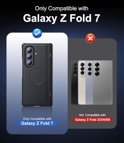 for  Galaxy Z-Fold-7 Case: Magnetic Shockproof Rugged [Dual-Stand] [Hinge Protection] [Fit for Magsafe] Durable Silicone Matte Armor