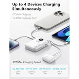 Portable Charger,10000Mah Power Bank With 2 Built-In Cables(Type-C&Lightning),4 Outputs,35W Fast Charging - Usb C External Battery Pack For Iphone 16 15 14, Android, Ipad,Mackbook Etc