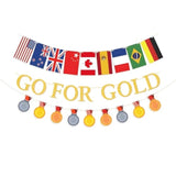 "Go For Gold" Championship Trophy Banner Sports Competition Party Backdrop Decor