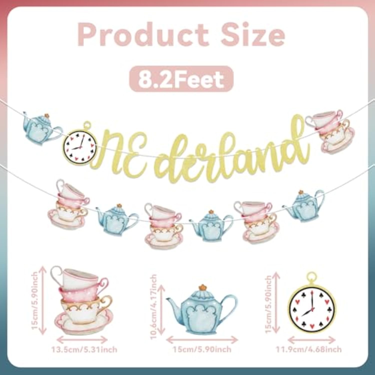 Onederland Banner - Alice In Onederland Decorations, Baby First Birthday Party Banner, Tea Party 1St Birthday Banner, Alice In Onederland Gold Glitter