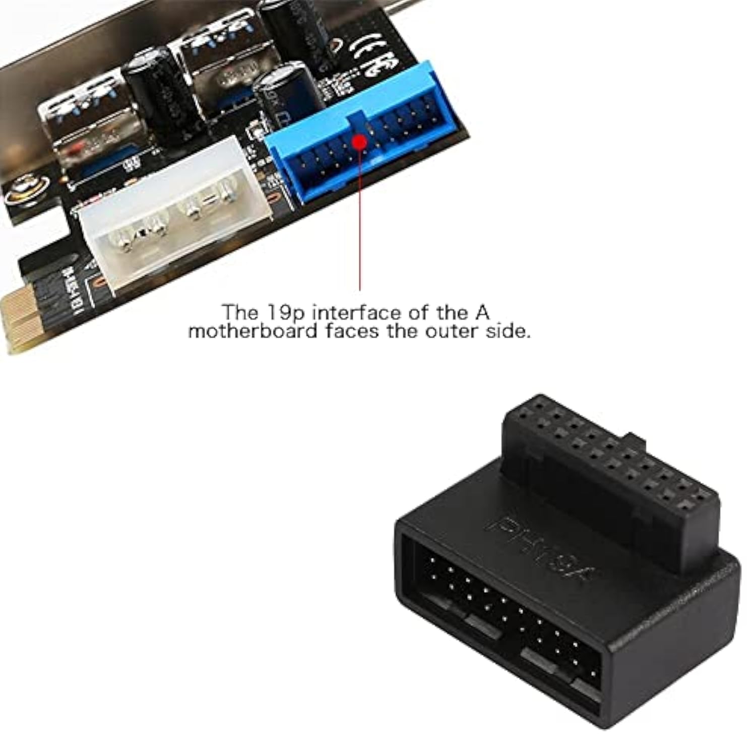 Usb 3.0 90 Degree Motherboard Adapter 19 Pin/20 Pin Male To Female Extension A