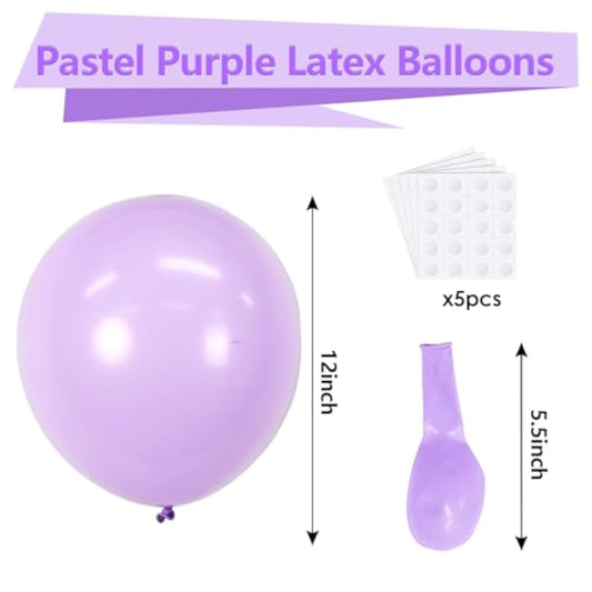 Pastel Purple Latex Party Balloons - 100 Pack 12 Inch Round Helium Lavender Light Purple Lilac Balloons For Wedding Baby Shower Birthday Party Decorations