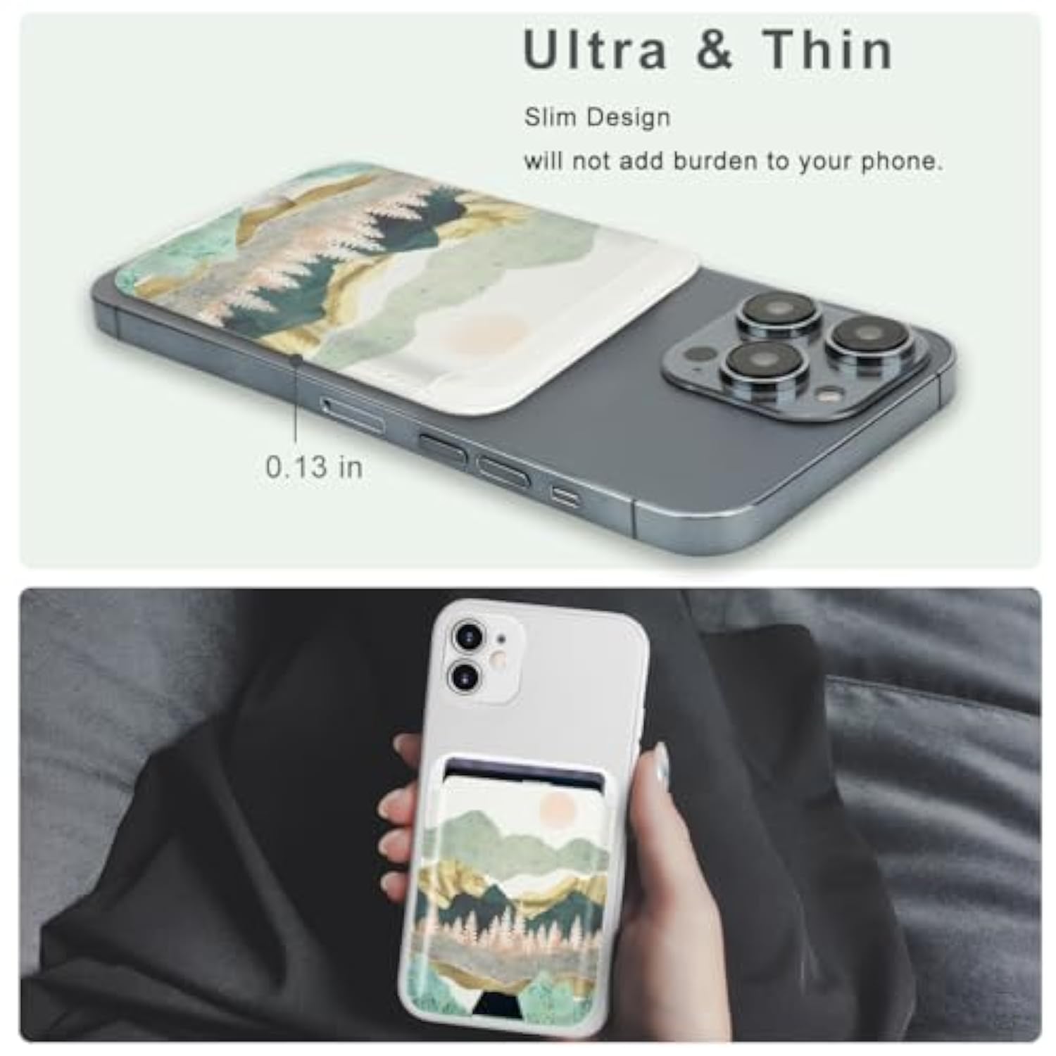 MagSafe Slim Leather Wallet, Magnetic Card Holder for iPhone 15/14/13/12