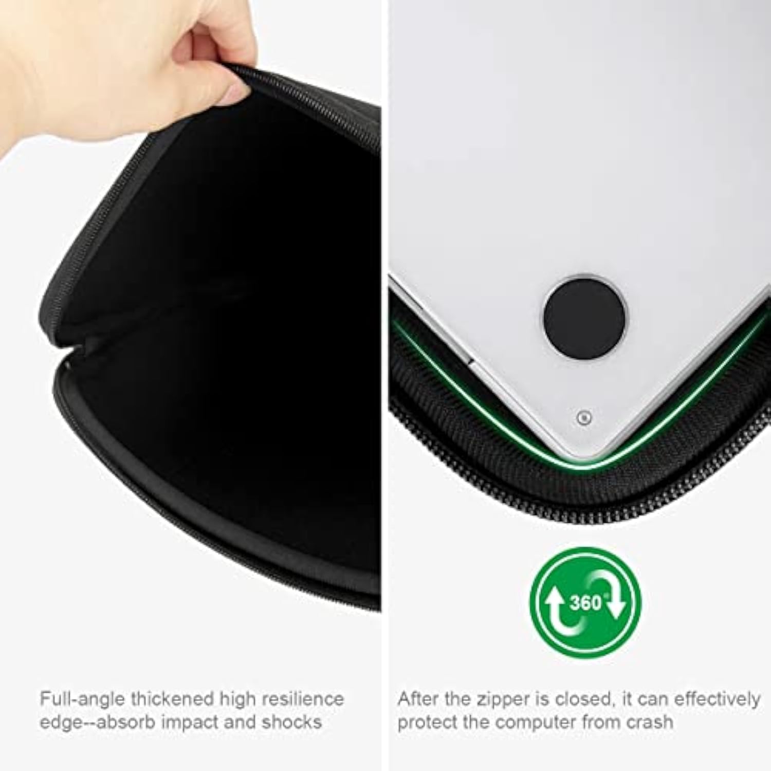 17-17.3 Inch Laptop Sleeve Multi-Color & Size Choices Case/Water-Resistant Neoprene Notebook Computer Pocket Tablet Briefcase Carrying Bag/Pouch Skin Cover For Hp/Dell/Lenovo/Asus/Acer, Black
