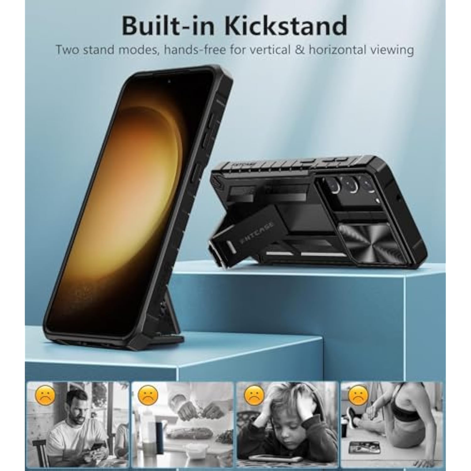 For Samsung Galaxy S23 Case: Military Grade Drop Proof Protection Rugged Protective Cell Phone Cover With Kickstand | Shockproof Tpu Matte Textured Sturdy Bumper Cases For Galaxy S23 5G 6.1''