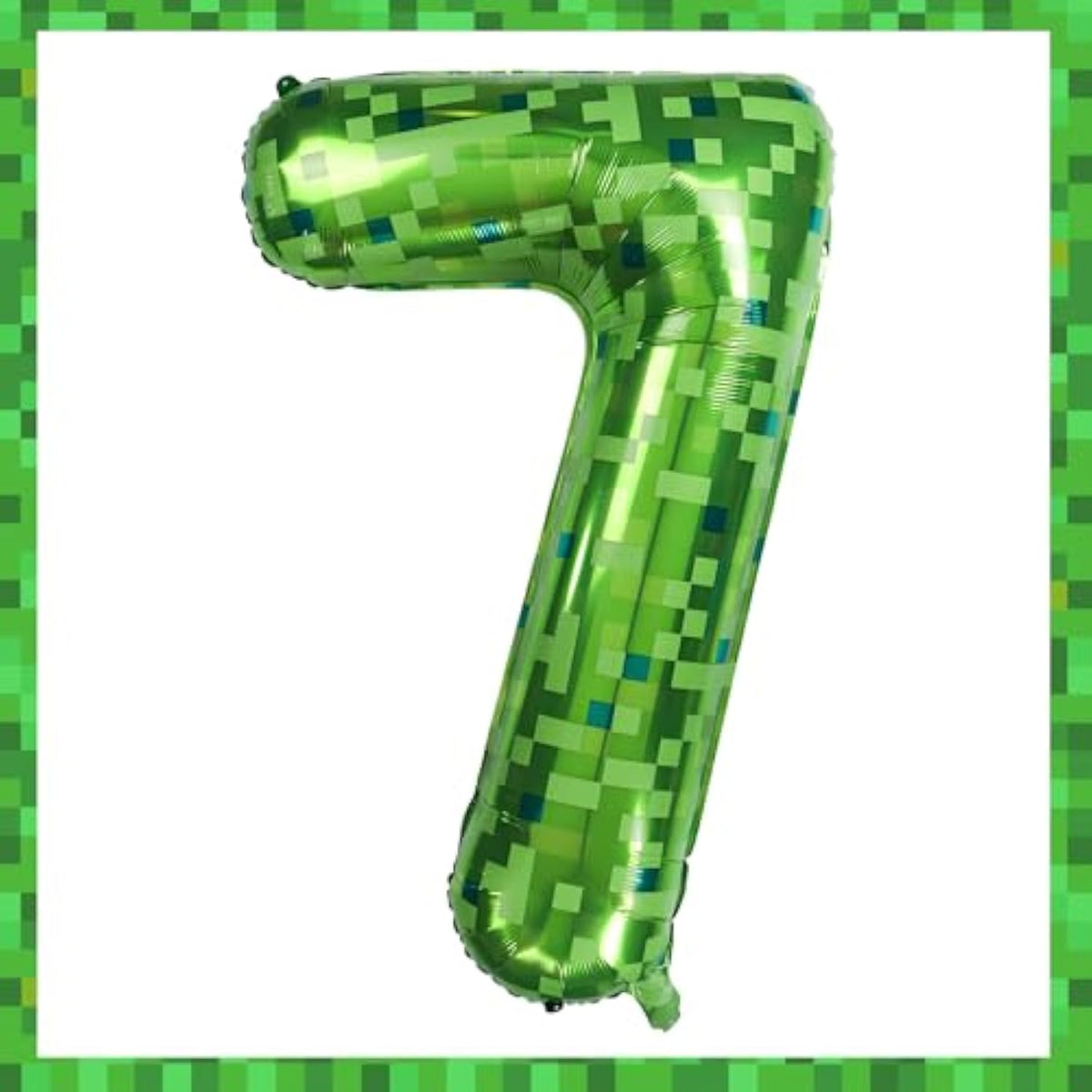 40-Inch Giant Green Pixel Miner Balloon – Number 7 for Mining Theme Party