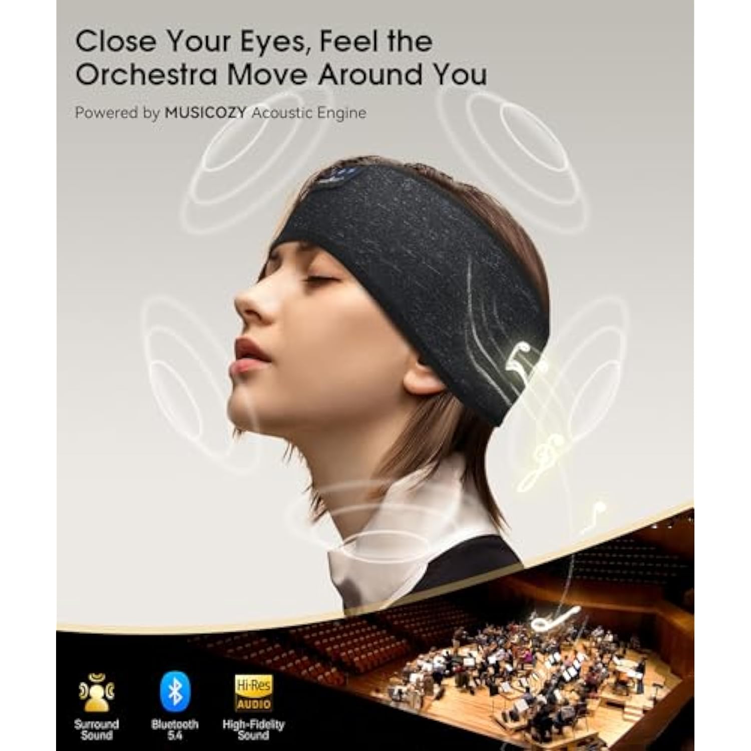 Sleep Headphones Bluetooth 5.2 Headband, Sports Wireless Earphones Music Sleep