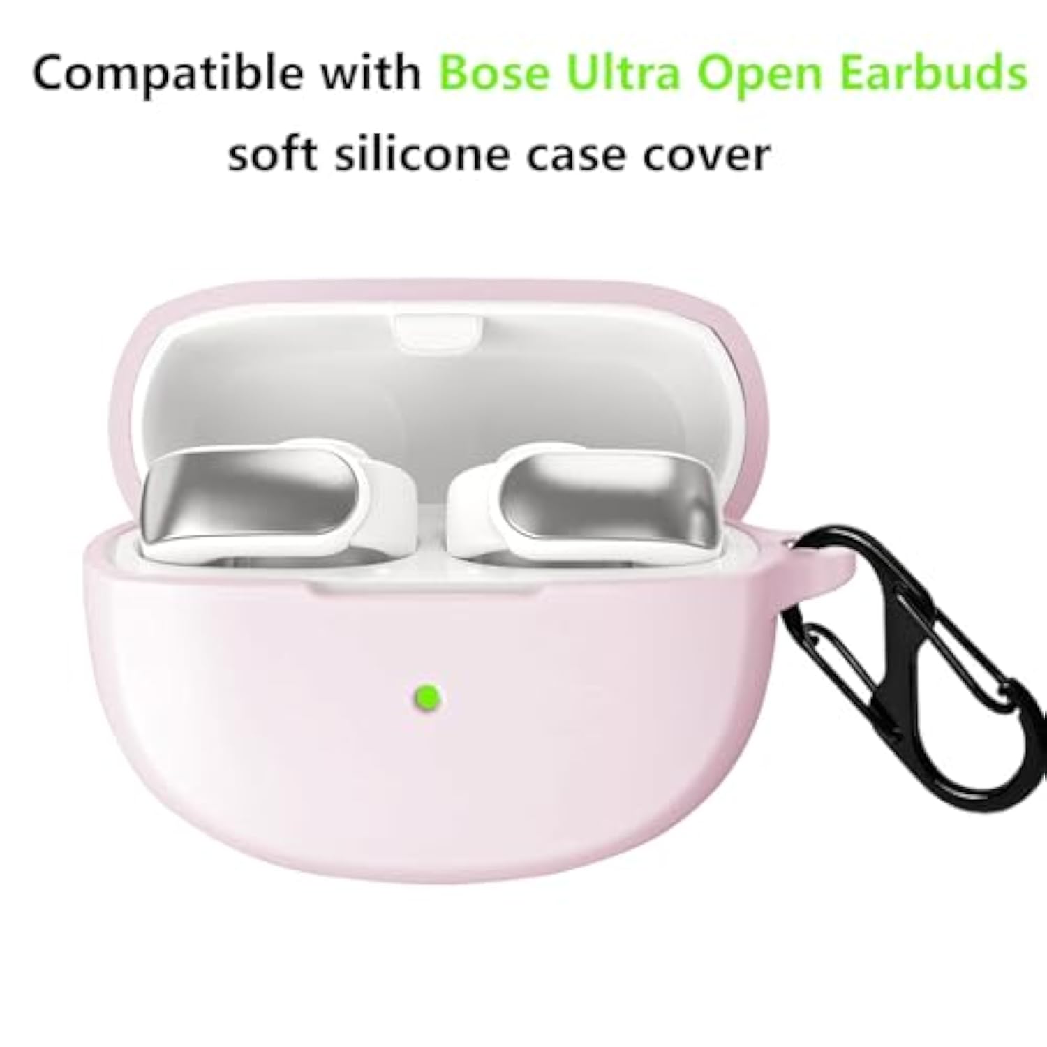 Case For Bose Ultra Open Earbuds (2024), Soft Silicone Protective Case Cover With Bling Keychain Accessories For Women Girls (Pink)