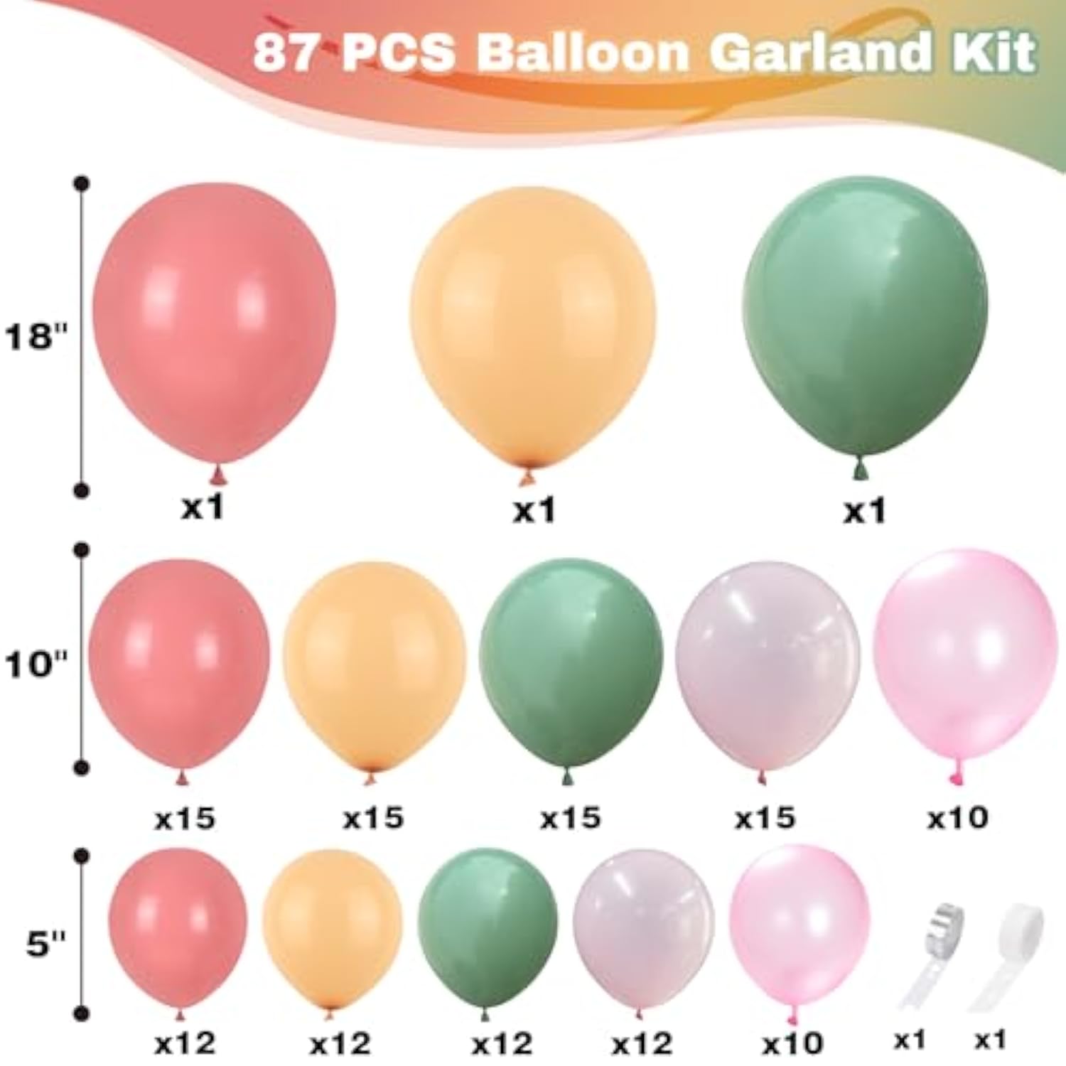 Retro Balloon Arch Kit, 125 Pcs Sage Green, Dusty Pink, Beige, White, Apricot, Blush Pink Latex Balloons For Boho Birthday, Wedding, Baby Shower Party Decor
