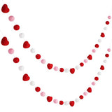 2 Pieces Valentine'S Day Felt Garlands Colorful Ball And Heart Hanging