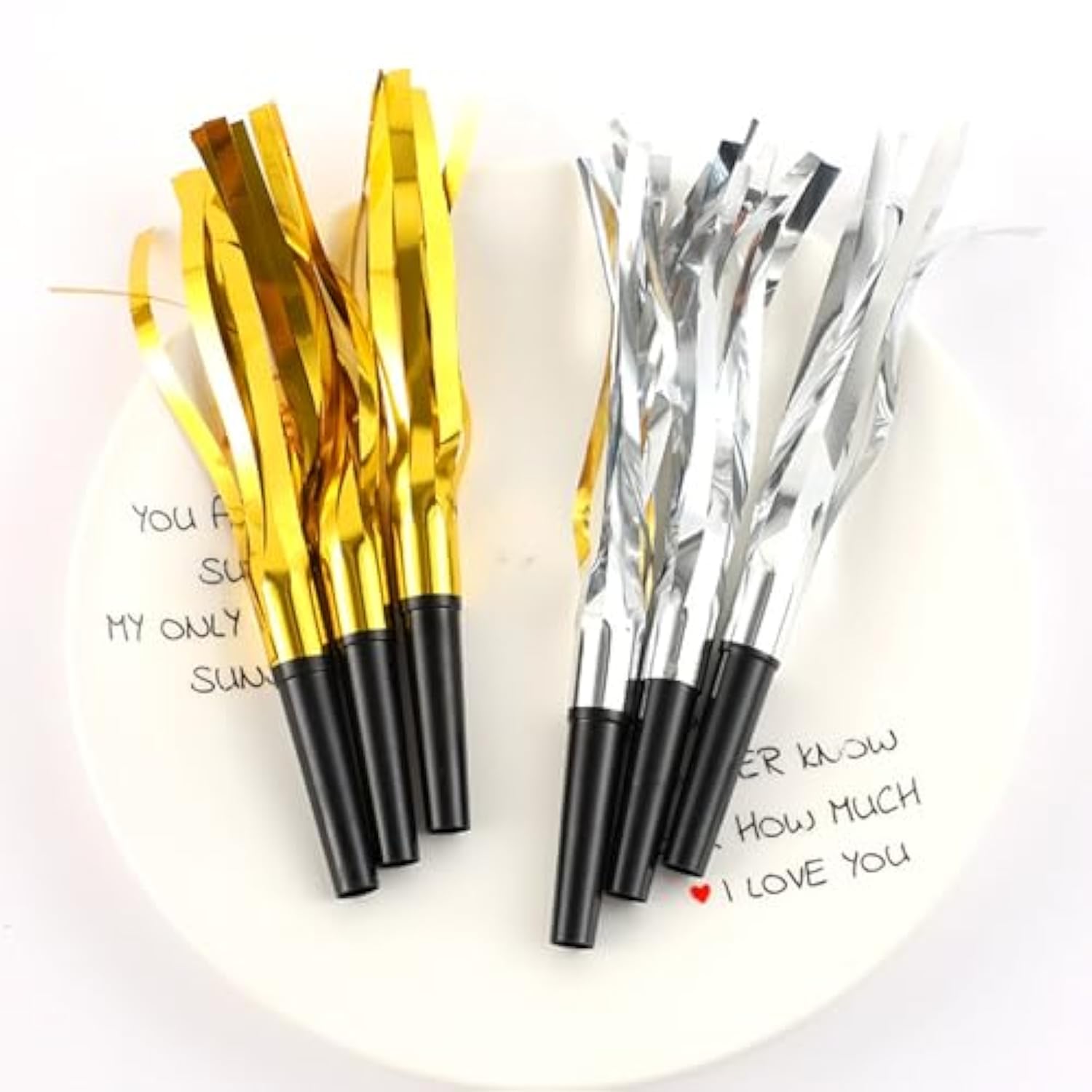 24 Pc Gold Silver New Year Noise Makers Blowers and Party Horns