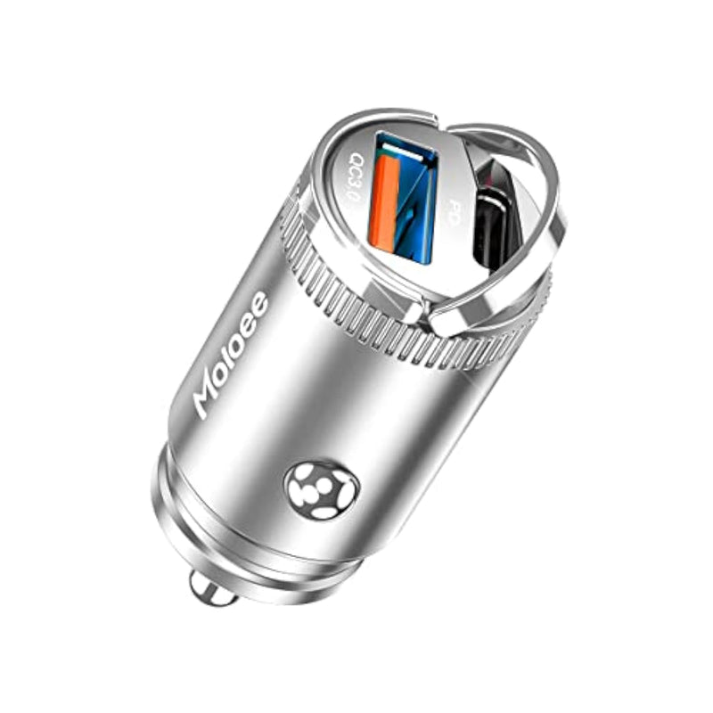 Usb C 60W Car Charger Fast Charge, Pd 30W & Qc 30W Dual Port, Metal Body Fast Charge Adapter With Flush Fit Pull Ring, Car Accessories Universal For Iphone 13 12 11 Pro Max Xs, Samsung Galaxy