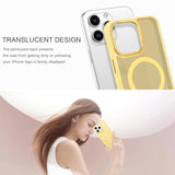 Magnetic Translucent Matte Frosted Anti-Fingerprint Slim Shockproof Protective Case for iPhone 15 Pro Max 6.7" Yellow