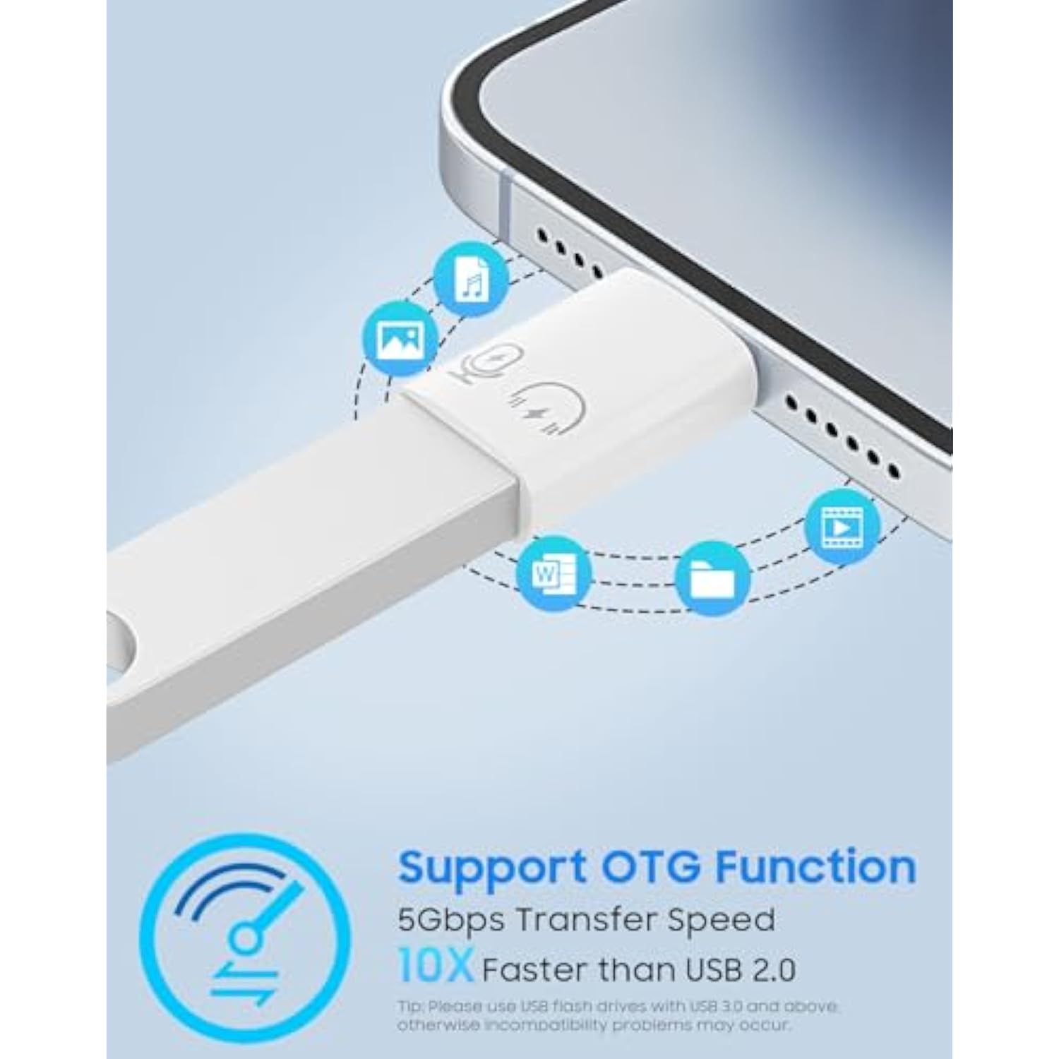 MoKo USB C Female to Lightning Male Adapter, Lightning Male to USB-A Female OTG Adapter Connector for iPhone 14/13/12/11 Pro Max/iPad/iPod/AirPods, Support 10W Fast Charging/Data Transfer/Audio
