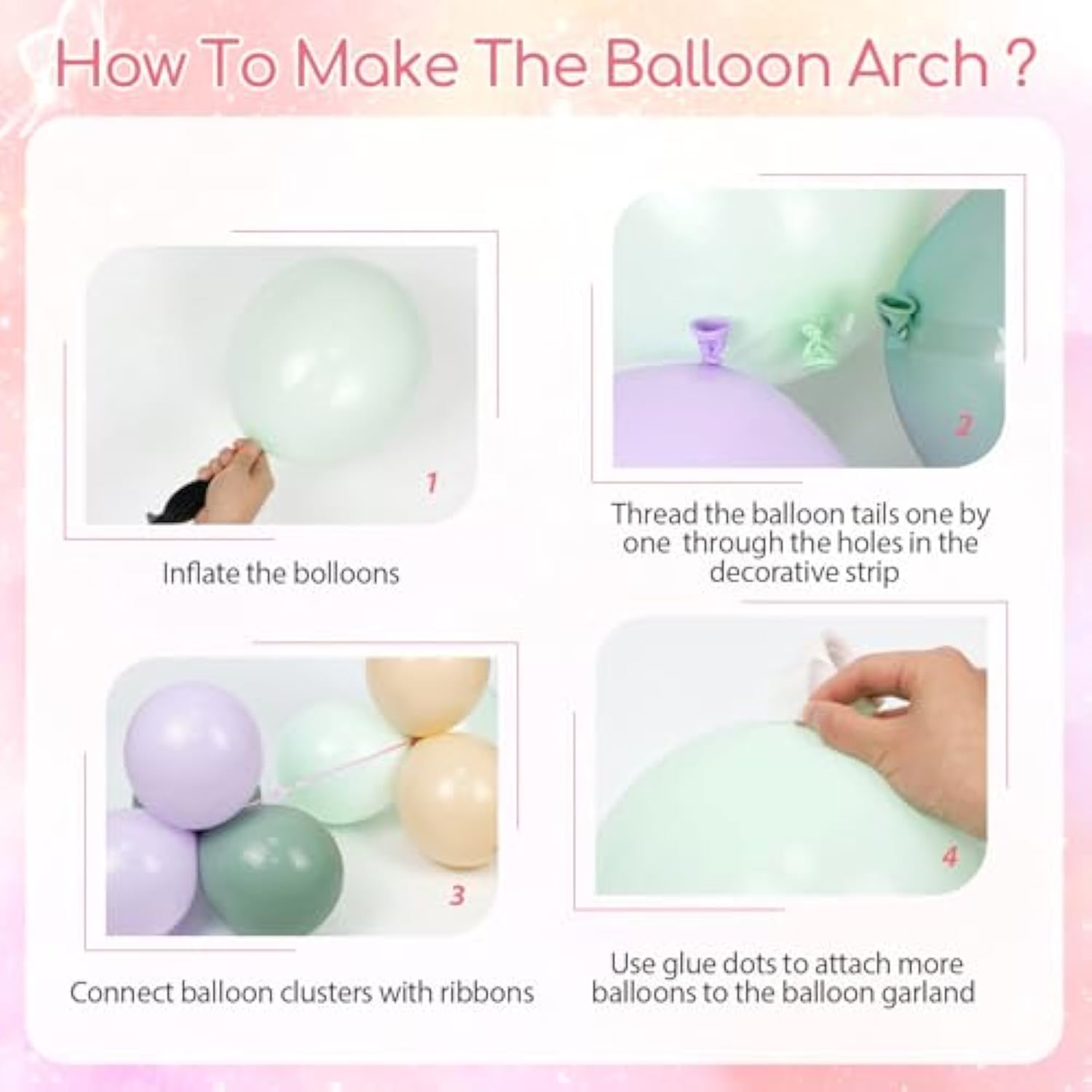 Pastel Balloon Arch Kit: Pink, Purple, Teal Party Decor