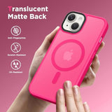 Magnetic For Iphone 14 Case,Compatible With Magsafe,[-Grade Drop Protection][Anti-Fingerprint] Slim Translucent Matte Shockproof Phone Protective Case For Iphone 14 6.1"(Hot Pink)