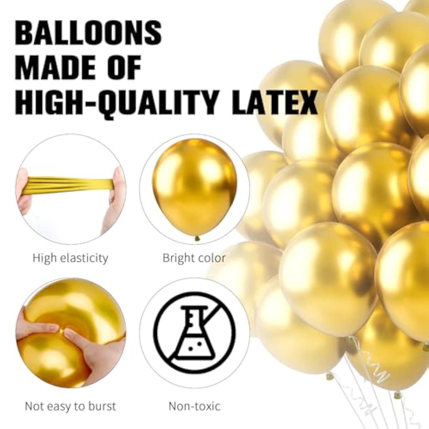 Gold Balloons 60Pcs Metallic Balloon Gold Party Balloons 12 Inch Latex Balloon For Birthday Party Decorations For Christmas Wedding Graduation Baby Shower Bachelorette Retirement