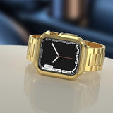 Compatible With Apple Watch Band And Case, Stainless Steel Metal Chain With Tpu Cover, Smart-Watch Link Bracelet Strap, Wrist-Band For I-Watch Series 9 8 7 6 5 4 3 2 1 Se, 45Mm 44Mm 42Mm, Gold