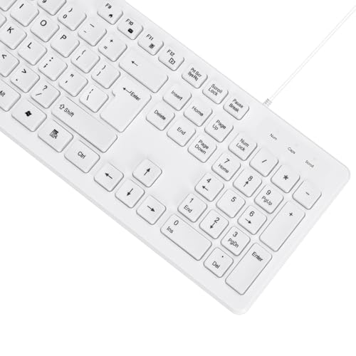 Mcsaite Wired White Usb 104 Keys Computer Keyboard With Stands,Waterproof - Us Layout Compatible For Windows, Pc, Laptop