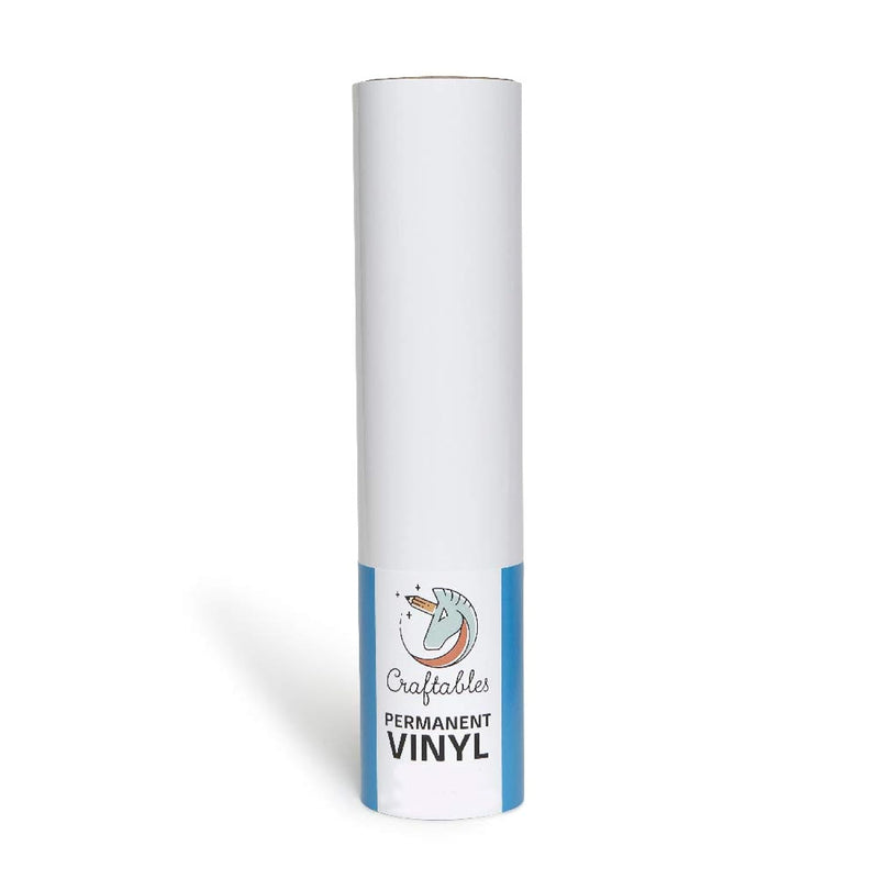 White Vinyl Roll - Permanent, Adhesive, Glossy & Waterproof | 12 Inch