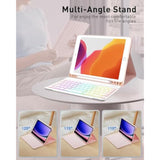 Keyboard Case For Ipad 9Th Generation 10.2 Inch With Mouse - 7 Colors Rainbow Backlit Magnetic Detachable Keyboard Cover With Pencil Holder For Ipad 8Th/7Th Gen/Pro 10.5"/Air 3Rd Gen,Purple