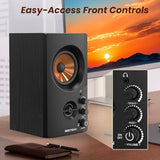 Active Bookshelf Speakers, 50W BT Home Speakers, 3 Woofer, 1 Silk Dome Tweeter PC Speakers, RCA Speakers for Desktop/Turntable/TV, Bass & Treble