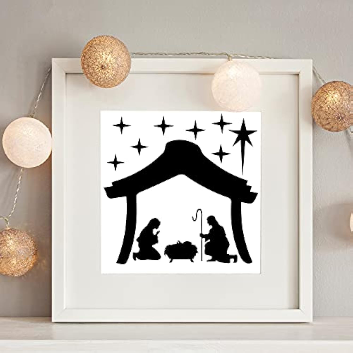 Large Christmas Nativity Scene Wall Decor Stickers Nativity Vinyl Wall Decal Christmas Decorations Religious Wall Murals Modern For Xmas Room Decor, Black (Unto Us A Child Is Born)