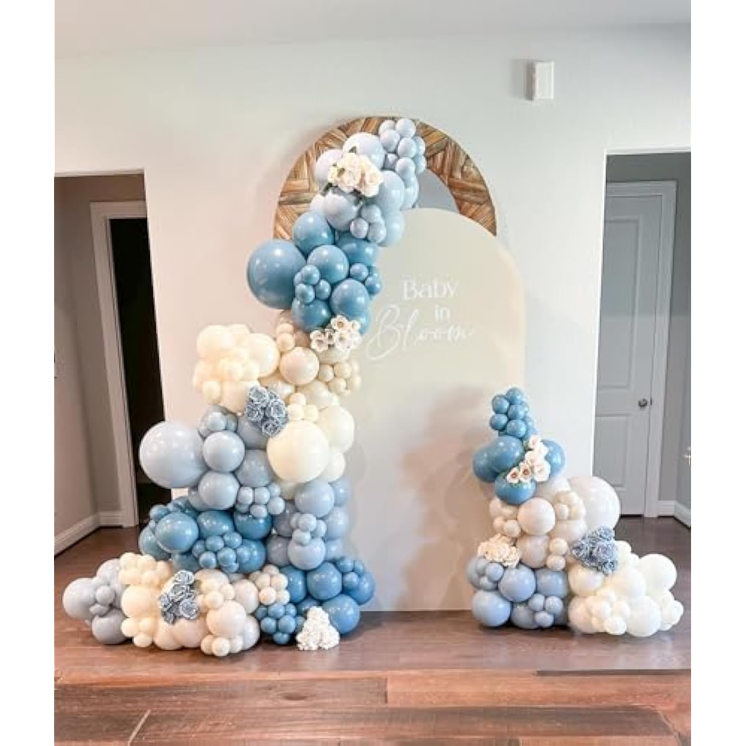 Dusty Blue White Sand Balloon Arch Garland Kit 141Pcs Slate Fog Baby Blue Sand White Beige Cream Balloons For Boy Girl Birthday Bear Theme Baby Shower Gender Reveal Bridal Wedding Party Decorations