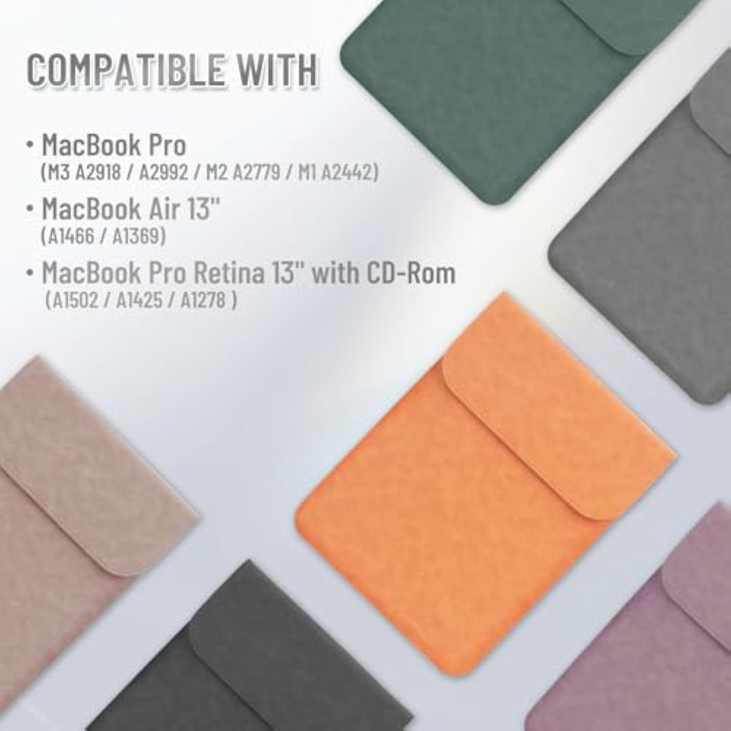 13-13.3 Inch Laptop Sleeve Case For Macbook Pro 14 2021–2024 (A2918, A2992, A3112, A3401, A3185)/Macbook Air 13 2010-2017/Macbook Pro 13 2010-2015, Pu Suede Leather Laptop Case Cover, Gray