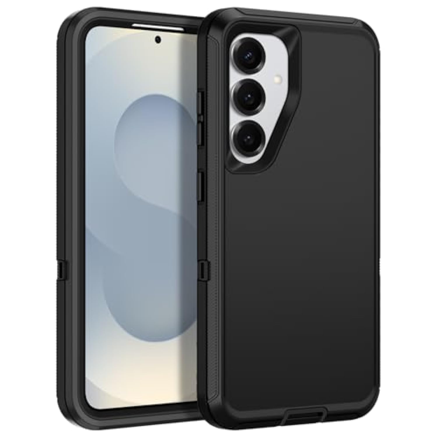 For Samsung Galaxy S25 Case Heavy Duty Protective Shockproof Dropproof 3-Layer Full Body Protection [Without Screen Protector] Tough Rugged Case For Galaxy S25,Black