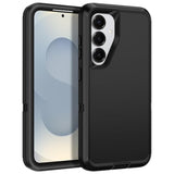 For Samsung Galaxy S25 Case Heavy Duty Protective Shockproof Dropproof 3-Layer Full Body Protection [Without Screen Protector] Tough Rugged Case For Galaxy S25,Black