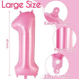 Bow Pink Number 1 Balloon 40 Inch Foil Mylar 1st Birthday Party Decorations Supplies