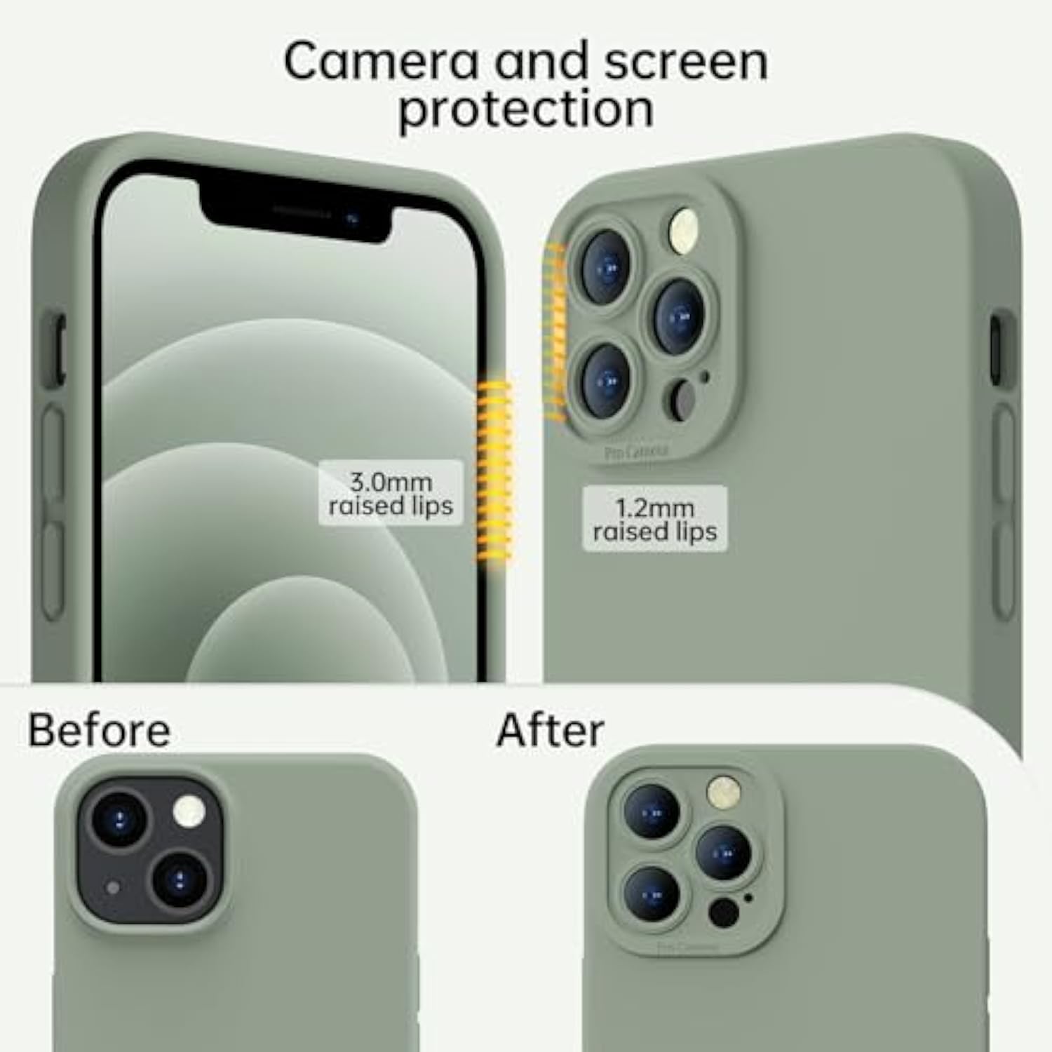 iPhone 13 Pro Max Magnetic Silicone Case with Screen Protector Porcelain Blue