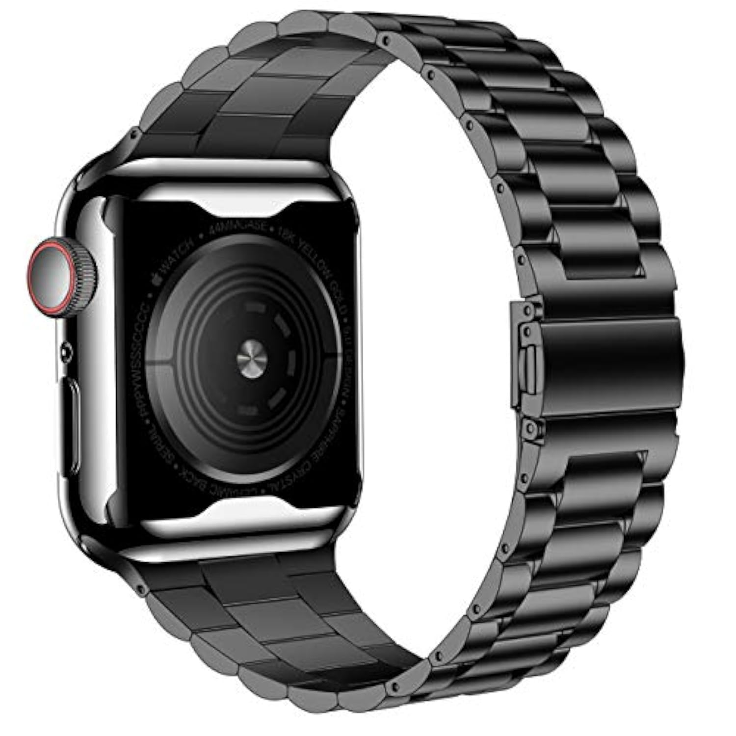 Compatible With Apple Watch Bands 44Mm Series 6 5 4 Se, Upgraded Stainless Steel Band With Iwatch Screen Protector Case For Men Women Black/Black