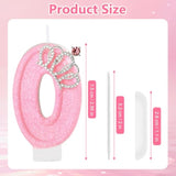 Pink Birthday Candle Crown Number 0 Candles Cake Candle,Pink Birthday Cake Topper Cupcake Decorations Party Decor For Girls And Women Anniversary Celebrations Supplies Favors