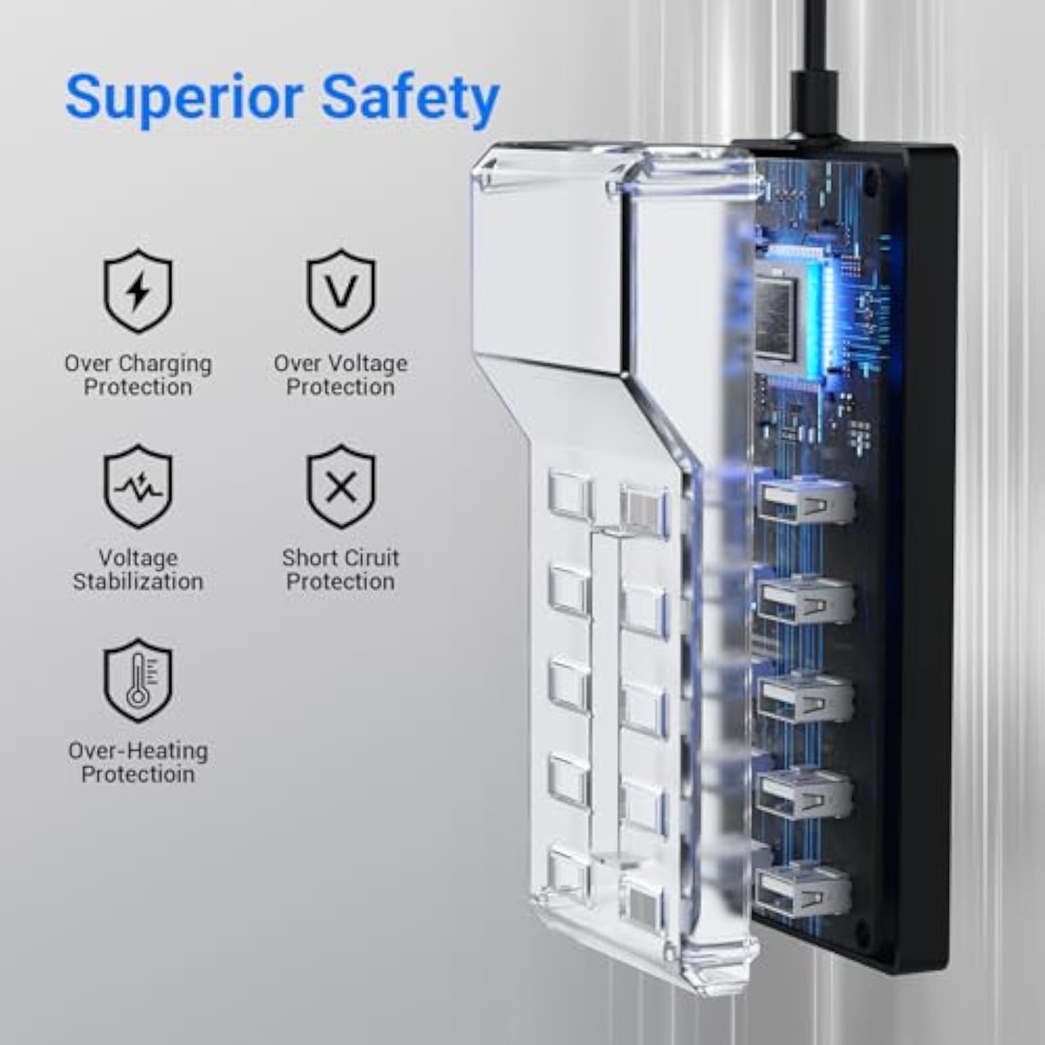 10-Port Usb Charger Station, 50W10A Multiport Charger Hub For Iphone, Galaxy, Ipad & More