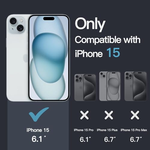 Case for iPhone 15 6.1-Inch, Non-Yellowing Shockproof Phone Bumper Cover, Anti-Scratch Clear Back (Clear)